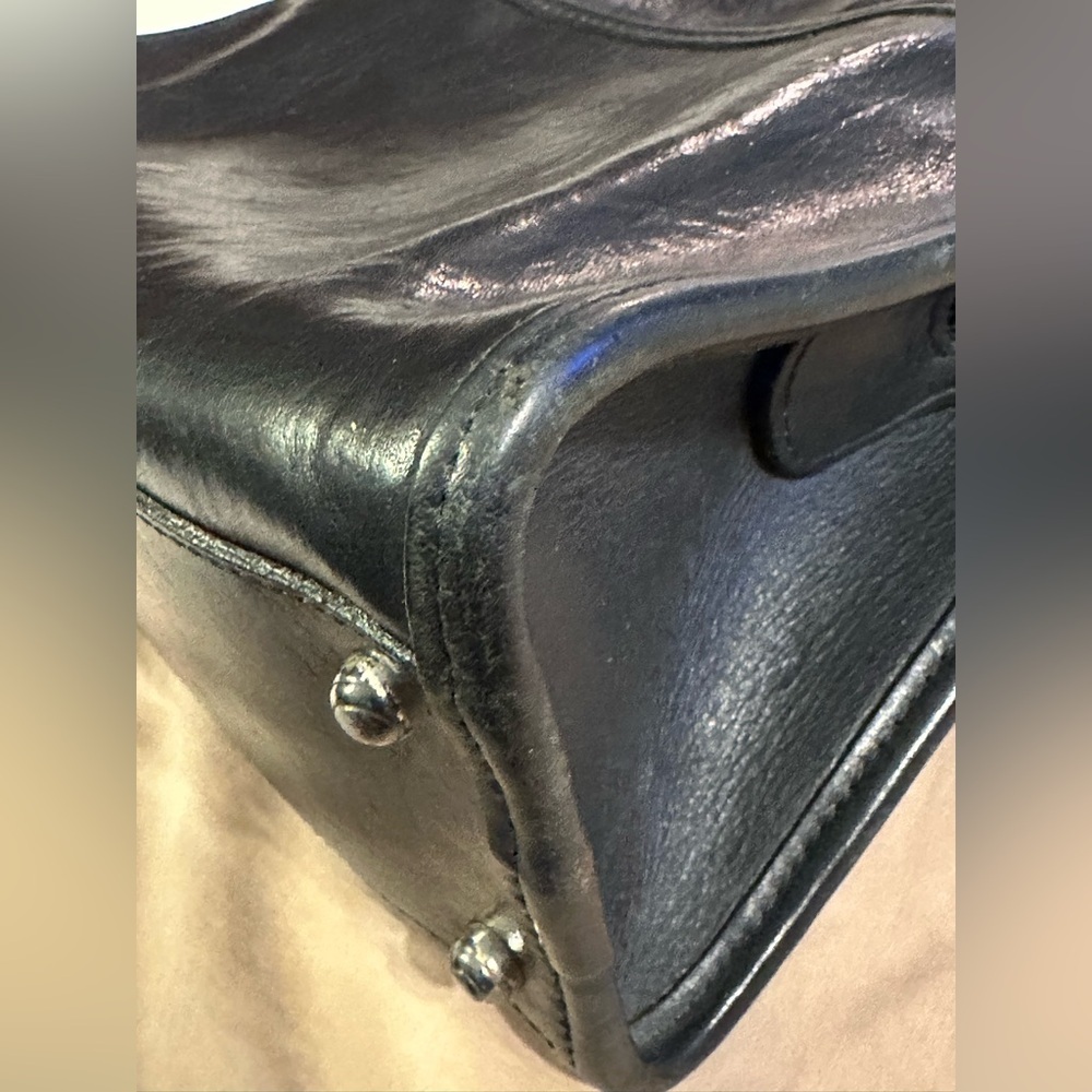 Brighton Black Leather Handbag with Silver Plated Accents EUC - Picture 12 of 16